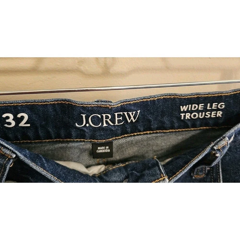 J.CREW Wide Leg Trouser Jeans Size 32 High Rise Denim Blue Wash Streetwear Skate